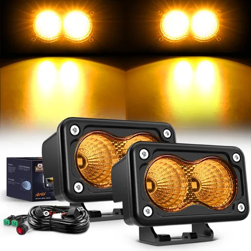 Miniatura 11 de Nilight 2 cápsulas de luz ámbar para motocicleta, 2 unidades, 3 pulgadas, 1070 lúmenes, inundación, conducción offroad, luces antiniebla auxiliares