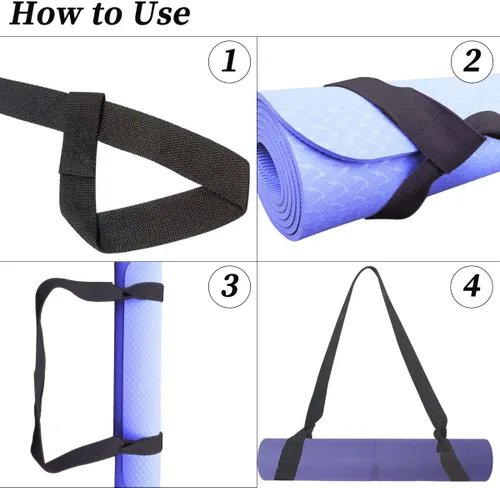 Miniatura 5 de Tenalleys 1 correa ajustable para esterilla de yoga, correas multiusos para esterilla de yoga de fácil ajuste Negro