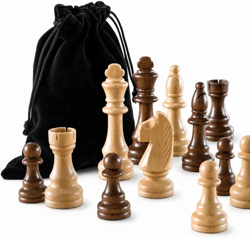 Miniatura 5 de LuckyWish Piezas grandes de ajedrez de madera, rey de 4.3 pulgadas, solo piezas de ajedrez, sin tablero (rey de 4.3 pulgadas)