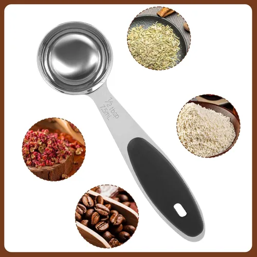 Miniatura 4 de Cucharas medidoras de acero inoxidable – 1/2 cucharada, 1/32 taza, cuchara pequeña para café, mango incluido