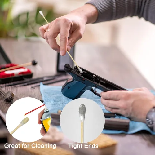Miniatura 5 de Gun Cleaning Swabs, Dual - Ends Tips, 6 Inch Gun Cleaning Supplies, Long Cotton Swabs with Bamboo Sticks in A Storage Case for Gun Cleaning and