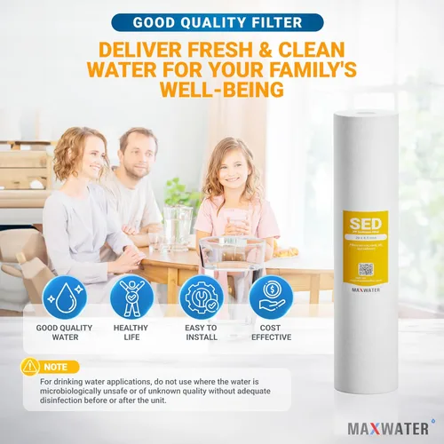 Miniatura 6 de Max Water Filtro de sedimentos de 1 micrón, 20 x 4.5, cartucho de repuesto para sistema de filtración de agua BB para toda la casa compatible