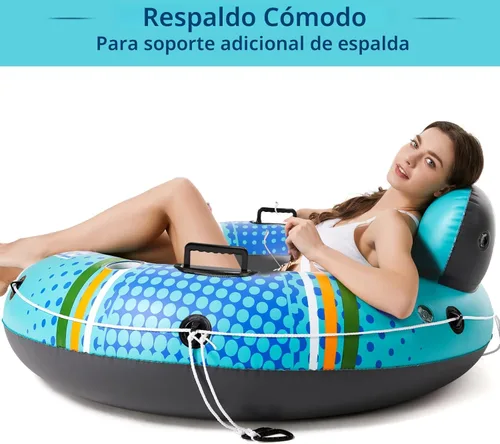 Miniatura 3 de Jasonwell Flotador inflable de tubo de río, flotador de río resistente, flotadores de piscina para lago, tubos de agua de primera calidad para Cian