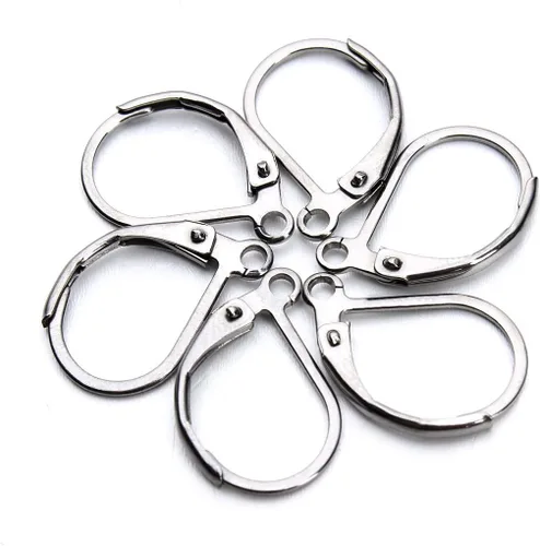 Miniatura 6 de Linsoir Beads Alambre de oreja de acero inoxidable 316 resistente de 0.433 x 0.630 in, paquete de 20 unidades Rodio