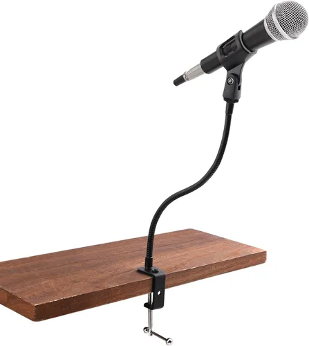 Soporte de brazo para micrófono, soporte de micrófono de escritorio flexible de cuello de cisne de 360 grados con abrazadera de escritorio