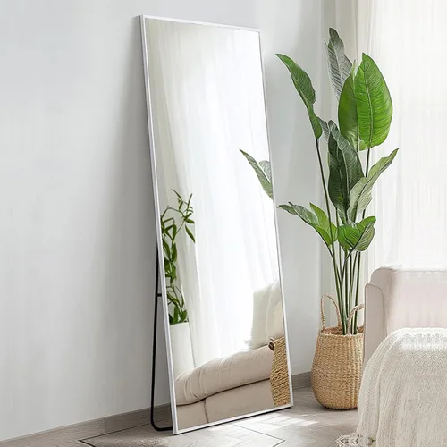 Miniatura 11 de Sunniry Espejo de suelo dorado de 48 x 16 pulgadas, espejo de cuerpo completo con marco de metal de aluminio, espejos de piso para guardería