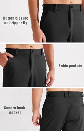 Miniatura 3 de Libin Pantalones deportivos de golf elásticos en 4 direcciones con bolsillos, pantalones de vestir ajustados para trabajo, pantalones deportivos