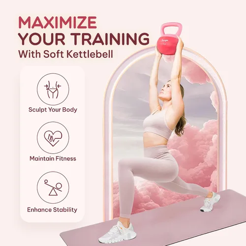 Miniatura 5 de Yes4All Pesa rusa suave, pesas rusas de entrenamiento de fuerza de PVC para mujeres, protección del suelo y silenciosa, mango ancho, pesas suaves