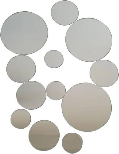 Miniatura 2 de MEYA 50 calcomanías de pared para espejo de varios tamaños, mini decoración de espejo acrílico redondo extraíble, calcomanía de espejo circular