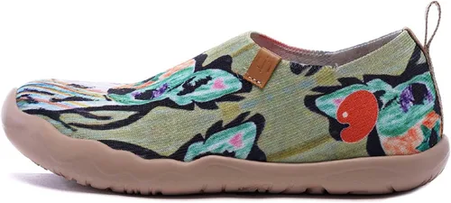 UIN - Zapatos deportivos informales tipo mocasines para mujer, diseño tejido con estampado artístico, sin cordones, cómodos y suaves para caminar