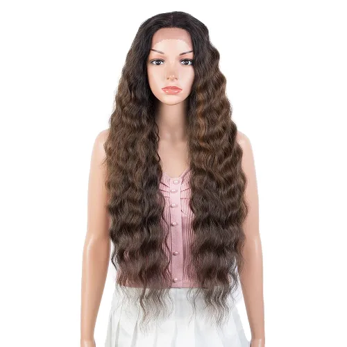 Miniatura 17 de Joedir - Peluca de 30 pulgadas de largo con encaje frontal, cabello ondulado profundo, parte superior, cabello natural superior con abuelitos