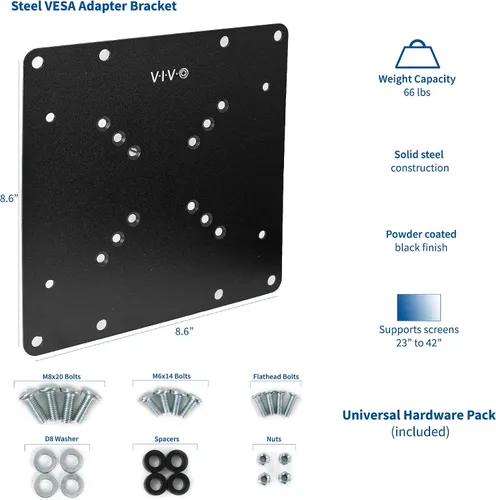 Miniatura 2 de VIVO Placa de Adaptador de Soporte VESA para TV y Monitor de Acero para Pantallas de 23" a 42" Kit de Conversión para VESA de hasta 200x200mm