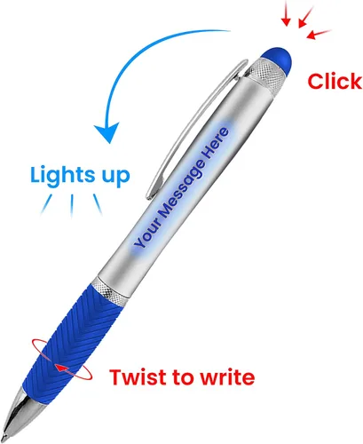 Miniatura 7 de Bolígrafos personalizados, paquete de 80 grabados láser sin granel, bolígrafo de 3 pulgadas, lápiz óptico y área personalizada con luz, nombre