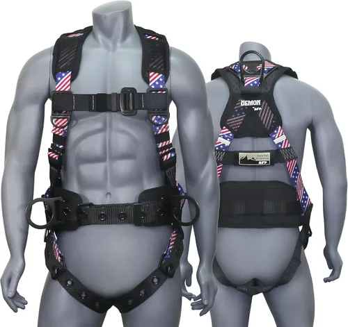Kit de arnés de protección contra caídas cómodo AFP Demon – Arnés de seguridad de cuerpo completo OSHA/ANSI PPE para trabajo de construcción
