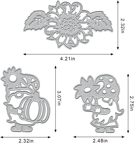 Miniatura 2 de Troquel de corte de metal de calabaza de otoño de Acción de Gracias para hacer tarjetas, juegos de troqueles enanos de otoño, flores de gnomo