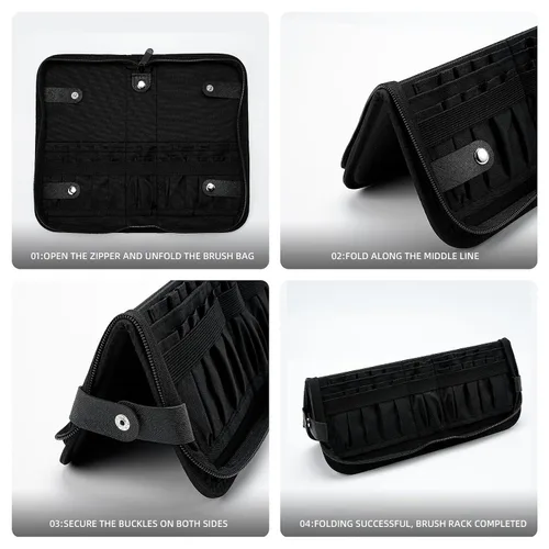 Miniatura 4 de Soporte para brochas de maquillaje de viaje negro, organizador de brochas de maquillaje resistente al agua, soporte portátil para brochas