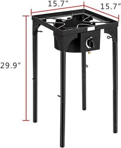 Miniatura 6 de ROVSUN Quemador de propano portátil de 100,000 BTU, estufa de gas individual con altura ajustable y regulador para cocinar en campamento al aire