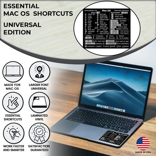 Miniatura 3 de Synerlogic 100 calcomanías (universal/neo/aire/pro) de teclado de referencia para Mac OS, vinilo laminado, para MacBook/iMac/Mini