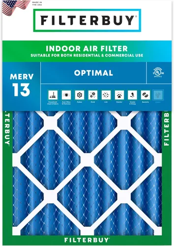 Miniatura 11 de Filterbuy Filtro de aire 8x14x1 MERV 13 Defensa Óptima contra Humo y Alergias (Paquete de 1), Filtros de Reemplazo Electrostáticos Plisados HVAC AC