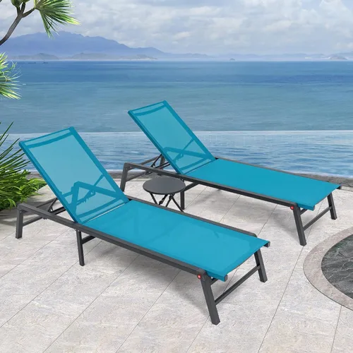 Miniatura 13 de Tumbona de aluminio para exteriores, silla plegable para patio, 2 juegos, sin montaje, sillas de piscina con 5 respaldos ajustables, sillas de salón