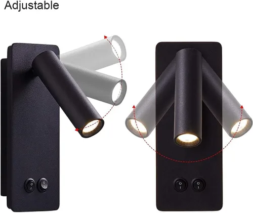 Miniatura 6 de Luces LED de pared de lectura para dormitorio, lámpara de pared nocturna con luz de fondo, apliques de pared ajustables con cable enchufable, Blanco