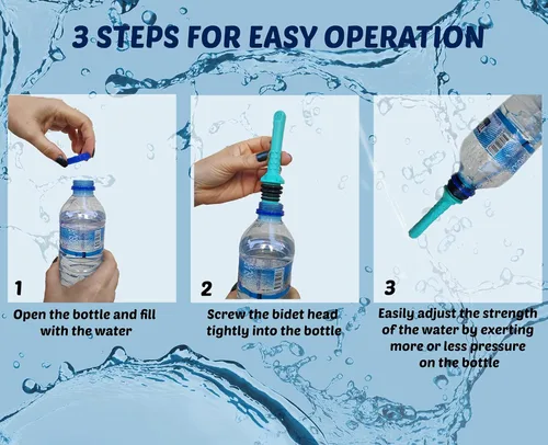 Miniatura 6 de Bidé portátil de 2 piezas, bidé de grifo fácil de usar, compatible con la mayoría de botellas, botella Peri para cuidado posparto, bidé de mano