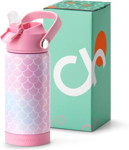 Miniatura 14 de Botella de Agua Choco Mocha para Niños para la Escuela, Botella de Agua Aislada para Niños de Acero Inoxidable para Niños, 14 Oz Camión Monstruo