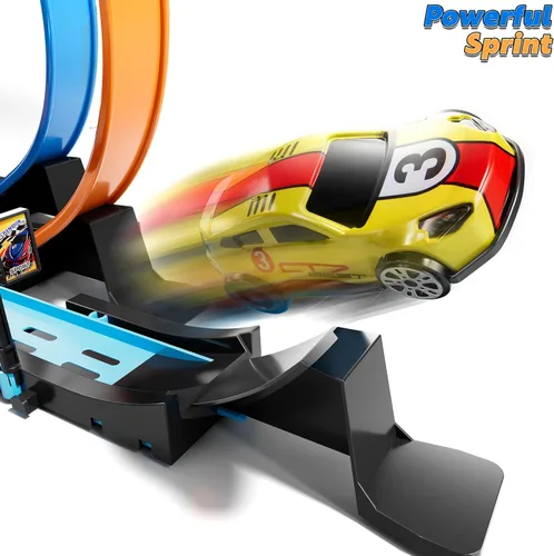 Miniatura 3 de Conjunto de Pista de Carreras de Coches LILYBUDS para Niños, Niños de 3-5 4-7 años, Pistas de Carreras con 4 Zonas de Choque y Coches de Ranura