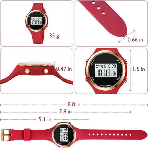 Miniatura 16 de Women LED Display Elecreonic Watch Fashion Chrono Alarm Digital Clock Woman Outdoor Sport Wirstwatch