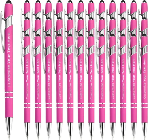 Miniatura 78 de Aolun 108 bolígrafos personalizados al por mayor con stylus grabado, bolígrafos personalizados, metal suave al tacto, grabado de nombre, logotipo