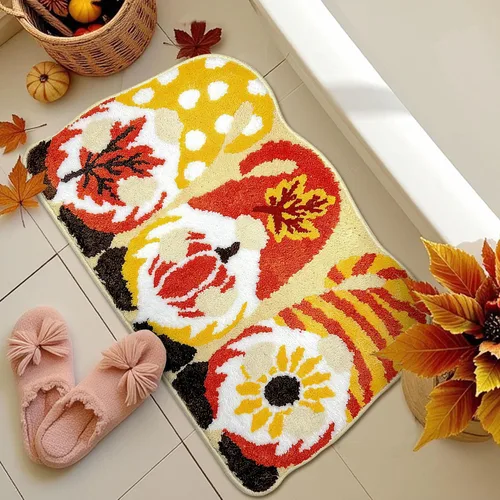 Miniatura 3 de Hexagram Fall Bathroom Rugs, Fall Rug for Bathroom Decor, Gnome Decorations, Soft Non Slip Washable Bath Mat 16x27.5 Inches, Pumpkin Farmhouse
