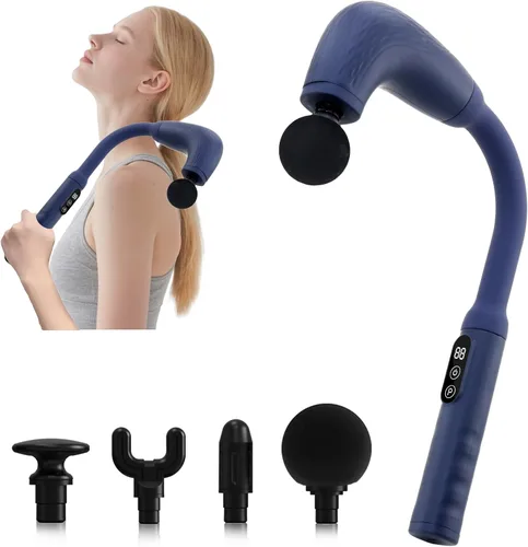 UFFAE Pistola de masaje con mango de extensión mejorado, masajeador de espalda para aliviar el dolor de tejido profundo, Azul