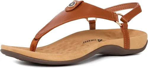 Miniatura 7 de Athlefit - Sandalias cómodas para mujer con correa en T, con correa trasera, ortopédica, sandalias con soporte ortopédico para el arco del pie