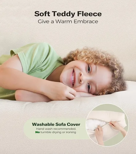 Miniatura 4 de Sofá de dos plazas Welzona, sofá de 51", sofá pequeño y cómodo Teddy para espacios pequeños, sofá de montaje sin herramientas para dormitorio, sofás