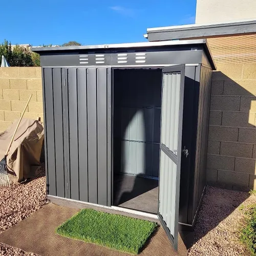 Miniatura 16 de Domi Cobertizo de almacenamiento para exteriores de 5 x 3 pies, cobertizo de jardín de metal con marco de acero galvanizado para bicicleta