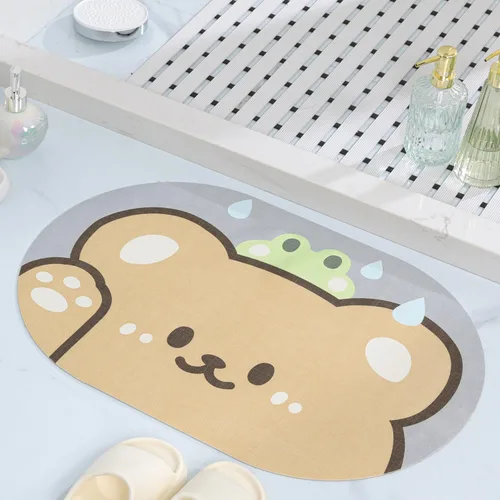 Miniatura 3 de Tapete de baño con bonitos animales, de secado rápido, antideslizante, súper absorbente, delgado, para el suelo del baño, frente a la bañera, fácil