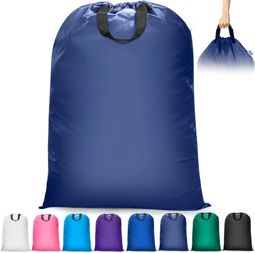 Miniatura 12 de Isink Bolsa de lavandería extra grande con asas, resistente, bolsa de lavandería de viaje para ropa sucia, 28 x 40 pulgadas (negro)