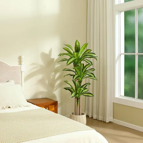 Miniatura 7 de Ferrgoal Plantas artificiales, árbol de Dracaena de 4 pies, plantas de imitación para interiores y exteriores, árbol falso con cesta tejida