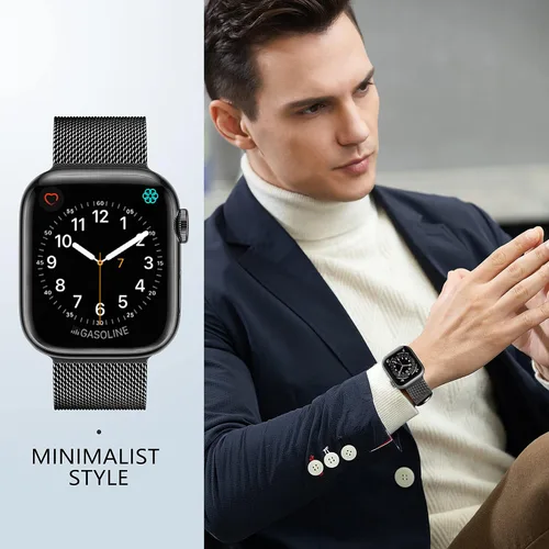 Miniatura 7 de Zedoli Correa de Metal Compatible con Apple Watch de 1.57/1.50/1.61/1.77/1.73/1.65/1.75 pulgadas para Mujeres y Hombres, Pulseras de Malla de Malla