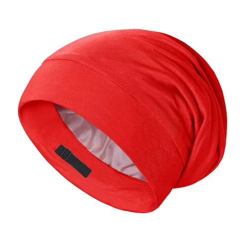 Miniatura 16 de OLESILK Gorro de seda para cabello rizado, gorro de seda para dormir, unisex, mediano, negro