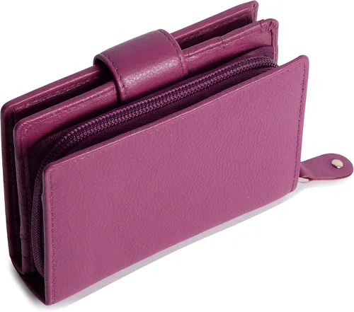 Miniatura 4 de SADDLER - Cartera de piel de lujo para mujer, con cierre RFID, tamaño mediano, con cierre de cremallera, ideal para monedas de identificación