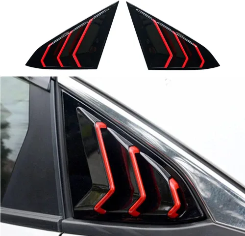 Miniatura 11 de Persianas de fibra de carbono ABS con impresión de fibra de carbono para ventana lateral trasera, rejillas de ventilación de aire, para Honda Civic
