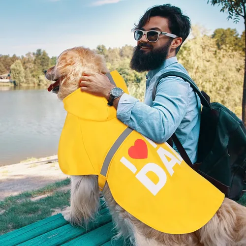 Miniatura 7 de Impermeable para perros con bonito estampado, impermeable, reflectante, ajustable para perros pequeños, medianos y grandes (amarillo, pequeño)
