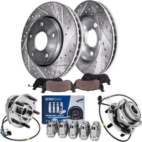 Miniatura 10 de Detroit Axle - Kit de frenos para Jeep Grand Cherokee 99-04 1999 2000 2001 2002 2003 2004 Rotores de freno de disco perforados y ranurados Pastillas