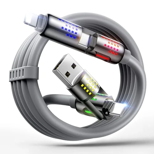 Miniatura 10 de MAGIC JOHN Cable de carga 240W 4 en 1, 4 pies USB C a Lightning [Certificado MFi], cargadores múltiples para todos los dispositivos, USB A/C grueso