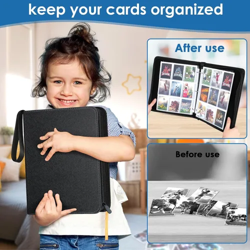 Miniatura 6 de Carpeta de tarjetas de 900 bolsillos, 9 bolsillos para tarjetas de intercambio duradero, protectores de tarjetas de béisbol para MTC, TCG, tarjetas