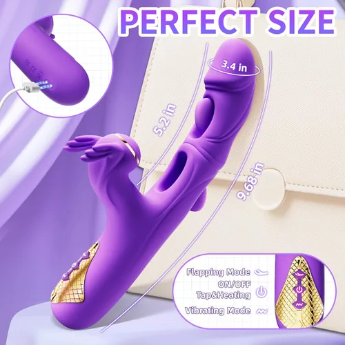 Miniatura 4 de Juguetes sexuales vibradores para mujeres - Vibrador conejo 4EN1 con 10 aleteos, 10 vibraciones y 7 golpeteos, vibradores de punto G, consoladores