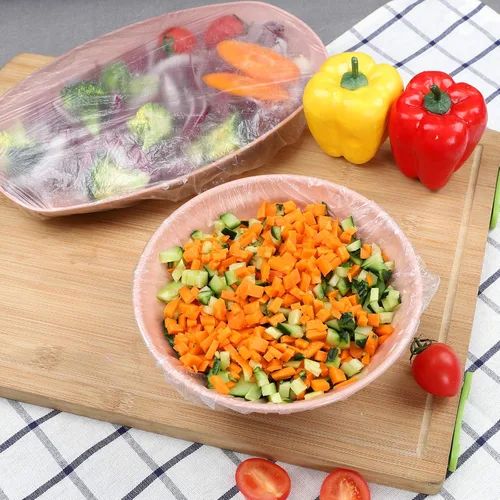 Miniatura 6 de DYM - 90 fundas elásticas reutilizables para tazones, cubiertas elásticas de plástico PE elástico para almacenamiento de alimentos, cubiertas