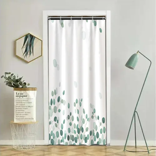 Miniatura 35 de Cortinas de ducha botánicas verdes de 36 x 72 pulgadas, hojas de eucalipto naturales de primavera para minimalismo moderno, decoración de baño, tela