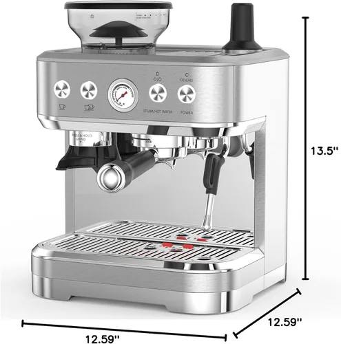 Miniatura 8 de Takywep Máquina de café expreso profesional con molinillo integrado y espumador de leche, cafetera de capuchino y café con leche de 15 bares, regalo